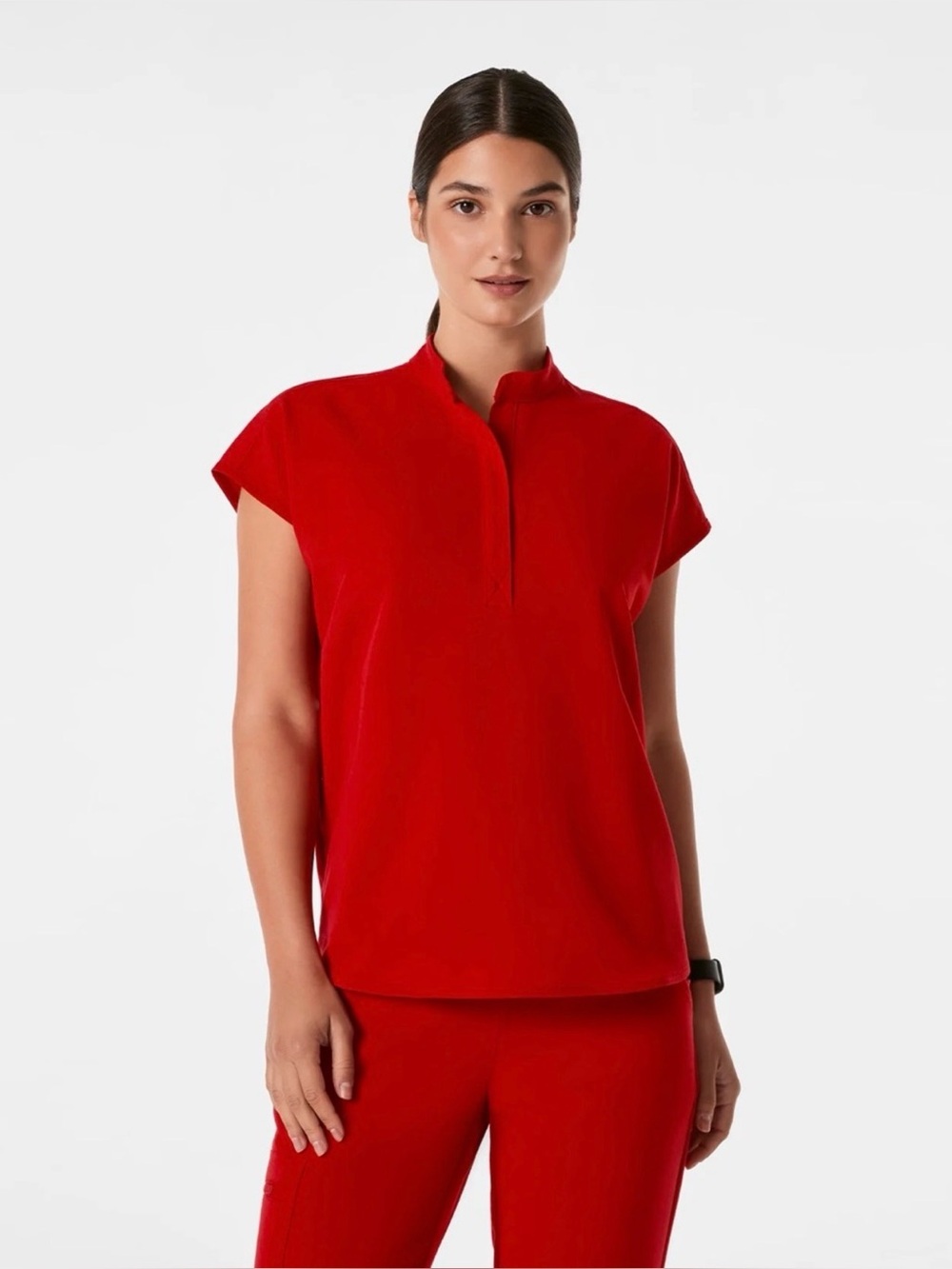 Figs Rafaela Oversized Scrub Top-Winning Red Medium